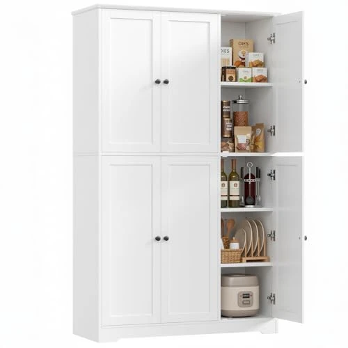 Oferta limitowana: FirFurd Szafka kuchenna, 180 cm Szafka wielofunkcyjna, szafka spiżarniowa, szafka bufetowa z 6 drzwiami i regulowanymi półkami, szafka uniwersalna do kuchni, salonu, przedpokoju, 180x106x37 cm, biały z 844.66 zł na 844.66 zł (oszczędź 0