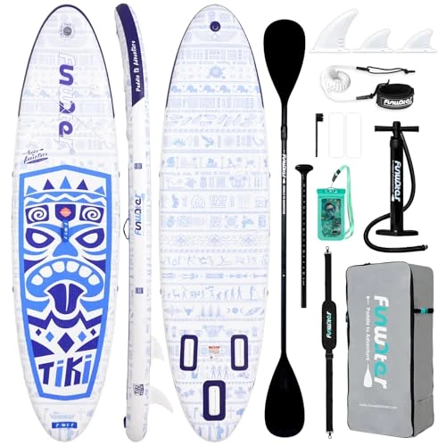 Offerta a tempo: FunWater New TIKI Stand Up Paddle Board SUP Gonfiabile con Deck in EVA Antiscivolo Pagaia Pompa e Accessori Completi Adatto ai Principianti - 30% da 269.99 € a 189.99 €