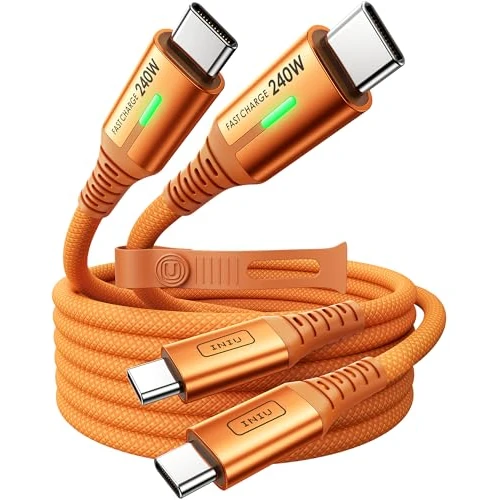 Offerta a tempo: INIU 240W Cavo USB C a USB C, [2-Pezzi 2m] Cavo USB Ricarica Rapida,Orange - 5% da 11.99 € a 11.39 €