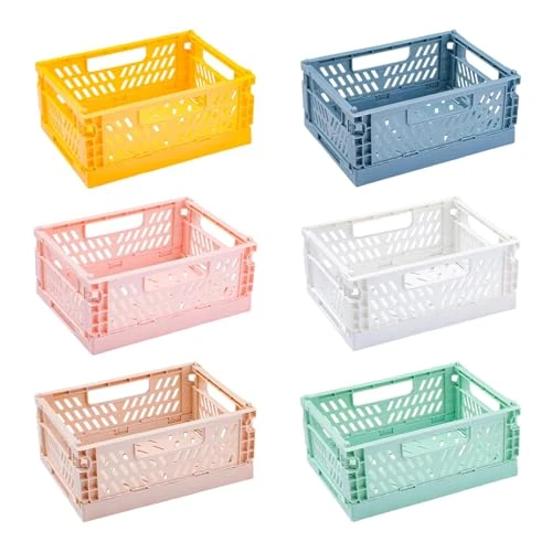 Limited-time offer: 6PCS Mini Foldable Storage Baskets for Organizing and Storage, Collapsible Storage Crate for Home, Colorful from 5.44 £ to 5.44 £ (save 0.00%)
