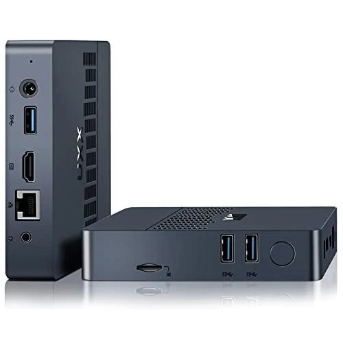 Dghrti Mini-PC, Unterstützung 512 GB SSD Erweiterung, N3350 Desktop-Computer 64 GB, Small PC Gaming 4K IPS, Unterstützung Dual Display, BT, 2.4G/5G WiFi, USB 3.0 - Blau