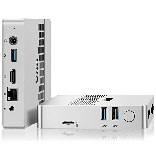 Dghrti Mini PC con soporte de 512 GB SSD Expansion, N3350 Desktop Computer 64 GB, Small PC Gaming 4K IPS, soporte Dual Display, BT, 2.4G/5G WiFi, USB 3.0 – Blanco Plata