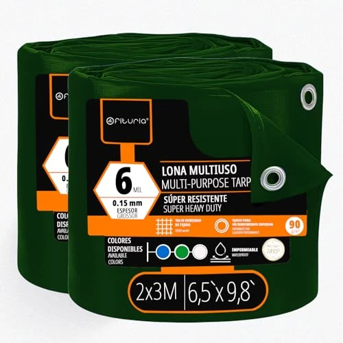 Zeitlich begrenztes Angebot: OFITURIA Mehrzweckplane wasserdicht 2 x 3 m grün, Set mit 2 Stück, ideal zum Abdecken von Möbeln und Ausrüstung im Garten, Camping und Baustelle (2x3m, 2 Stück) von 25.17 € auf 25.17 € (0.00% Rabatt)