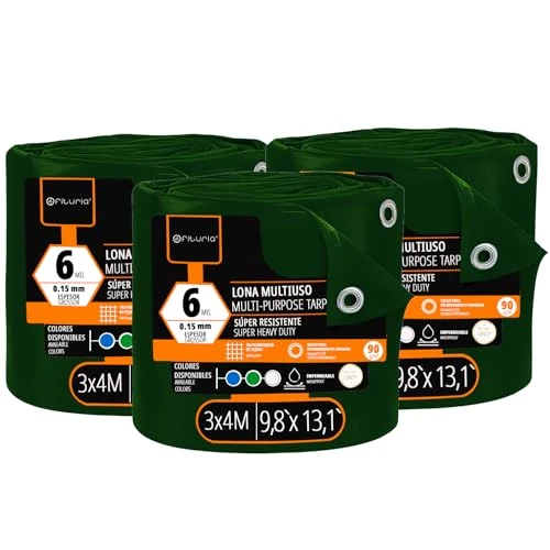 Offerta a tempo: OFITURIA Telo multiuso impermeabile 3 x 4 m verde, confezione da 3 pz, ideale pentru coprire mobili e attrezzature in giardino, campeggio e cantiere (3x4m, 3 pz) - 0.00% da 37.72 € a 37.72 €