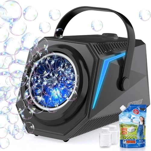 Offerta a tempo: Blubbel Macchina Bolle di Sapone LED, 2x 90ml Liquido + 1L Automatico Pistola Sparabolle Bambini, Bazooka d'Aria, Bubble Gun, Giocattolo Estivo, Regalo Matrimonio, Gioco all’Aperto - 0.00% da 39.99 € a 39.99 €