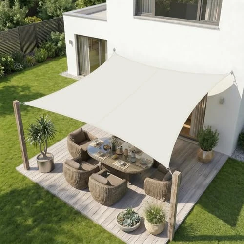 Zeitlich begrenztes Angebot: Sekey Sonnensegel Wasserdicht 3x4m Rechteckig, Sonnenschutz hochdichtes PES 160g/m² Wetterfest & Reißfest, Nahtversiegelung (Zuverlässig Dicht) & 95% UV Schutz, für Balkon Terrasse Garten, Creme von 57.49 € auf 33.99 € (41% Ra