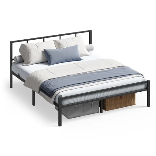 Offerta a tempo: VASAGLE Struttura Letto Matrimoniale 160 x 200 cm, Testiera, Telaio Letto in Metallo, Regge Fino a 500 kg, Facile da Montare, per Camera da Letto, Nero Inchiostro RMB295B101 - 30% da 75.99 € a 52.99 €