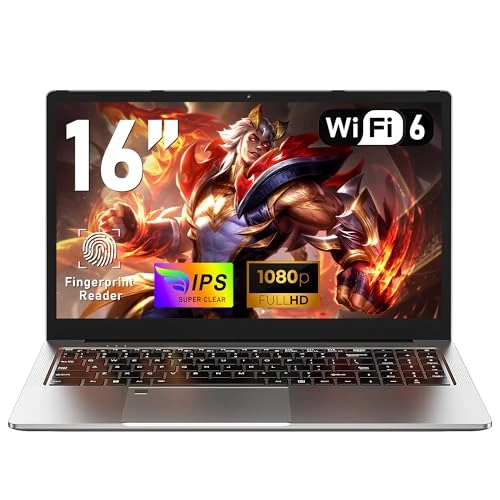 NAIKLULU Ordinateur Portable Gaming, 16 Pouces R7 5825U Processor (2,0 à 4,5 GHz), 32GB RAM 1TB SSD Laptop Pc Portable Gamer, 51.97Wh/Clavier Complet Rétroéclairé/Type-C