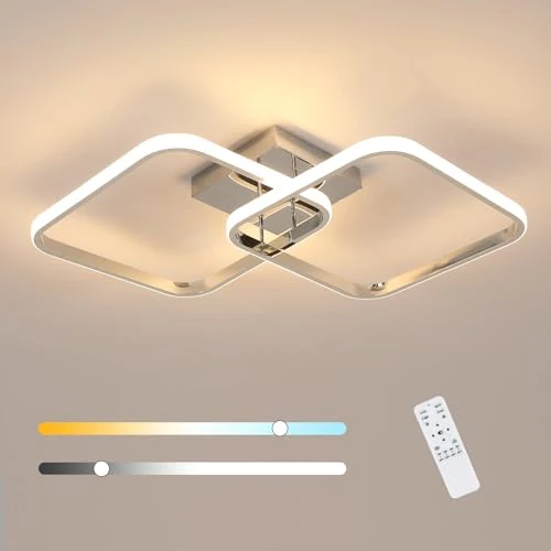 Offerta a tempo: Goeco Plafoniera LED Soffitto Moderna, 42W Lampada da Soffitto Dimmerabilecon Telecomando, Lampada da Soffitto Moderno Quadrata per Cameretta, Cucina, Soggiorno - 34% da 53.99 € a 35.88 €
