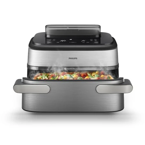 Oferta limitada: Philips Airfryer Serie 5000 Megabasket con SteamFry: vapor y freidora de aire, 28 modos de cocinado, 9,5L o cesta doble 3L+6L, Tecnología RapidAir Plus, Auto SteamClean (NA565/00) de 289.99 € a 289.99 € (ahorro 0.00%)