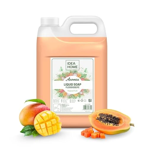 IDEA HOME Liquid Hand Soap AROMÉA Tropical Fruit - 5L Refill Canister - For Soap Dispensers and Dosers - Refreshing Hand Wash
