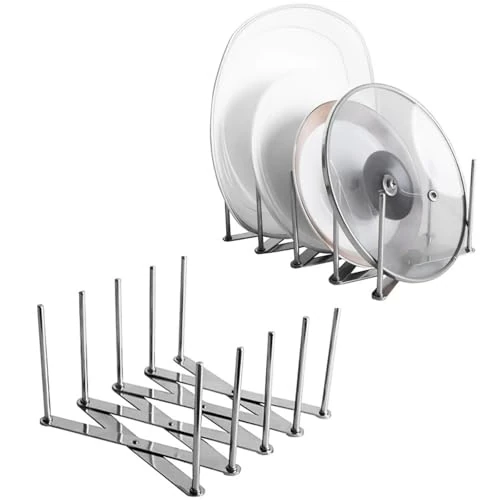 Offre limitée : Organiseur réglable pour couvercles de casseroles, égouttoir à vaisselle pour ranger les articles ménagers, étagère à assiettes pendant la cuisson, armoire de cuisine, garde-manger, poêle et couvercle de 8.76 € à 8.76 € (0.00% de remise)