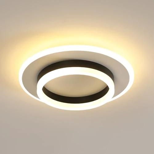 Offerta a tempo: Goeco Plafoniera LED Soffitto Rotonda Moderna, 28W Lampada da Soffitto Bianca & Nero, Plafoniera Alluminio per Corridoio, Balcone, Sala da Pranzo, Cucina, Camera da Letto, 3000K Bianca Calda - 0.00% da 32.99 € a 32.99 €