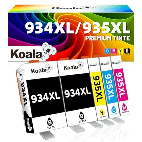 Offerta a tempo: Koala Cartucce Compatibili per HP 934 XL 934XL (BK/C/M/Y 5 Combo Pack) per la ricarica delle stampanti Officejet 6220 6812 6815 6820 Officejet Pro 6830 6835 6230 - 35% da 21.90 € a 14.28 €