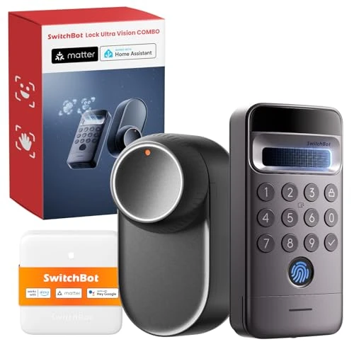 Zeitlich begrenztes Angebot: SwitchBot WiFi Smart Lock Ultra mit Keypad Vision Pro – 3D-Gesichts- & Venen-Erkennung, kontaktlose Entsperrung, passend für Europrofil-Zylinder, kompatibel mit Matter, Alexa, Google und IFTTT von 319.99 € auf 249.99 € (22% Ra