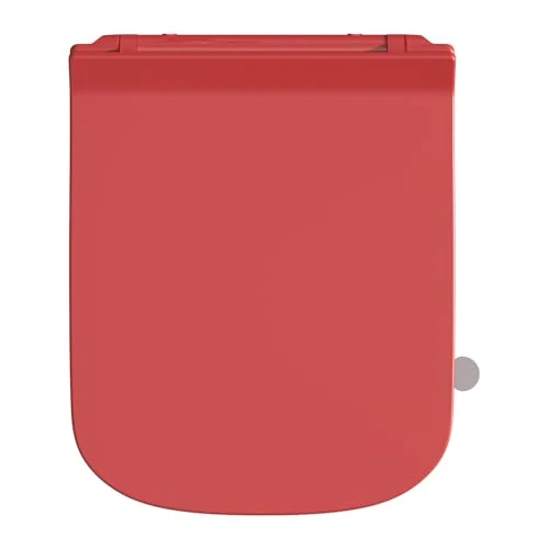 Limited-time offer: SREWOHS PRO Toilet Seat Square Shape with Soft-Close Mechanism Duroplast with Quick Release Toilet Lid Removable Toilet Seat 42.5 x 34.5 cm Red from 45.19 £ to 45.19 £ (save 0.00%)