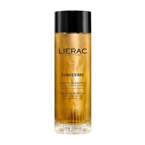 Offerta a tempo: Lierac - Sunissime - Olio glitterato Sublimante - Cura corpo viso e capelli - 4 oli preziosi vegetali - Sublima e illumina la pelle - Velo perlato riflettente oro - 100 ml - 53% da 34.90 € a 16.48 €