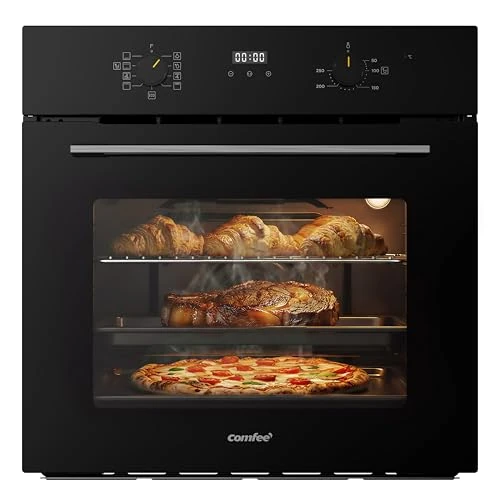 Offerta a tempo: COMFEE' Forno Elettrico Ventilato da Incasso Multifunzione, Capacità 70L, Classe A, 10 Funzioni di Cottura, Funzione Pizza, Pulizia AquaClean, Display LED, Nero - CBO70M80D2-BK - 24% da 249.90 € a 189.90 €