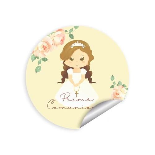 Offerta a tempo: Adesivi Prima Comunione Bimba – Set 30 Pezzi Ø 4 cm con Bambina e Fiori Rosa, Stickers Tondi Decorativi per Bomboniere, Sacchetti e Regali, Etichette Cerimonia (C31-A) - 0.00% da 4.99 € a 4.99 €