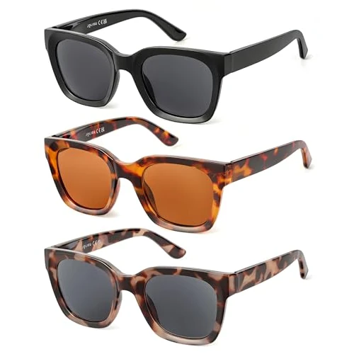 Tijdelijke aanbieding: JOLISU 3-pack zonnebrillen met volledige glazen voor dames - Oversized zonnebrillen met UV400-bescherming, bril met veerscharnieren (2,25 niet-bifocale glazen) van 19.99 € naar 19.99 € (0.00% korting)