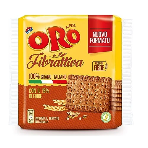 Offerta a tempo: Oro Saiwa Fibrattiva, Biscotti Integrali con 15% di Fibre, 100% Grano Italiano, Consigliato per la Regolarità Intestinale, 420g (Confezione da 6) - 26% da 14.94 € a 11.10 €