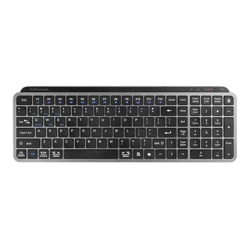 Mars Gaming MK-SILENKEYS, Kabellose Kompakte Full-Format-Tastatur, Flaches Profil, Geräuscharme Scheren-Schalter, Copilot AI-Taste, Bluetooth 5.1 Dual + 2.4GPRO, 200h, PC/Mac, US-Englisch, Schwarz