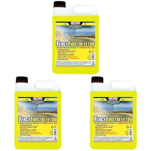 Mafra Wischerflüssigkeit für Scheibenwischer, gebrauchsfertig, kalkfrei, hinterlässt Keine Flecken, Zitronenduft, entfernt Smog-Spuren, verbessert Sichtbarkeit, Kanister 4500 ml (Packung mit 3)