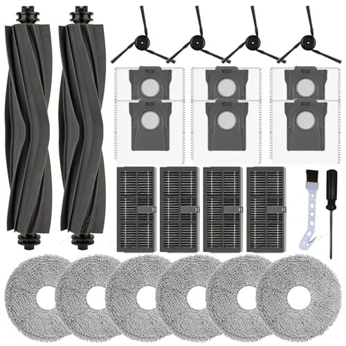 Zeitlich begrenztes Angebot: 24 Stück Zubehörset für Dreame L10s Ultra Gen 3 / L50 Ultra AE / X40 Ultra / L40 Ultra / X40 Master/Mova P50 Pro Ultra Saugroboter 2 Hauptbürste 6 Staubbeutel 6 Wischpads 4 Filter 4 Seitenbürsten von 27.99 € auf 24.99 € (11% R
