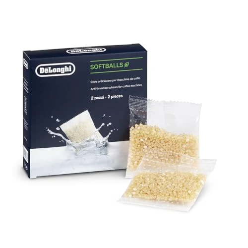 De'Longhi Softballs DLSC551, Sfere Anti-Calcare per Macchine da Caffè, Accessorio Manutenzione Macchina da Caffè, Ingredienti di Origine Vegetale, Durata di 6 Mesi, 2 Sacchetti