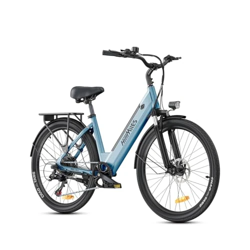 Bici Elettrica Per Adulti Da 26", 7 Velocità Bicicletta Elettrica da 36V 13Ah Batteria Rimovibile, 25km/h & Autonomia di 80-100km E-bike Per Pendolari Urbani, IP65 impermeabile (MileCity1, Blue)