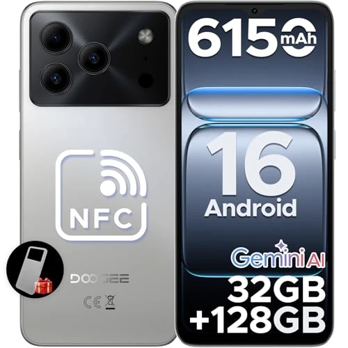 DOOGEE Note 56 Pro Smartphone Android 16, 32GB+128GB/TF 2TB Telefono Cellulare, 6.56" HD+ 90Hz Telefoni, 6150mAh Octa Core Cellulari, 13MP+8MP/Face ID/4G Dual SIM/Widevine L1/OTG/Tipo-C/NFC/3.5mm Jack