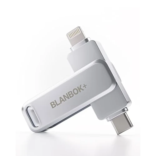 Offerta a tempo: BLANBOK+ MFi Certificazione 256GB Chiavetta USB per iPhone, MFi Certified, Chiavetta USB 3-in-1 Lightning e Type-C con adattatore USB 3.0 Memoria esterna per iPhone, telefono, Android, PC/Pad - 16% da 39.00 € a 32.58 €