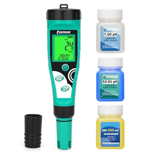 Offerta a tempo: UIUZMAR Misuratore Cloro Piscina Digitale, Misuratore pH e Cloro Sale per Piscine di Acqua Salata, Tester dell'acqua 7 in 1 con Misurazione di Cloro Libero, pH, Sale, ORP, TDS, EC e Temp per Spa - 4% da 49.99 € a 47.99 €