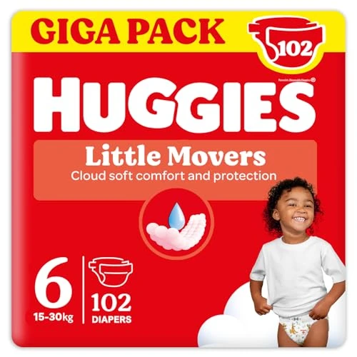 Offerta a tempo: Huggies Pannolini Little Movers, Taglia 6 (15-30 Kg), Confezione da 102 pannolini, Formato Gigapack - 42% da 44.99 € a 25.91 €