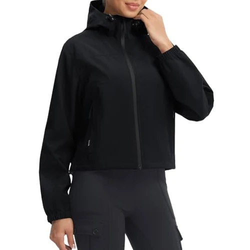 Limited-time offer: baleaf Womens Cropped Water Resistant Jackets with Hood Packable Rain Coat Windbreaker Lightweight for Outdoor Hiking Walking Running Black M from 37.99 £ to 37.99 £ (save 0.00%)