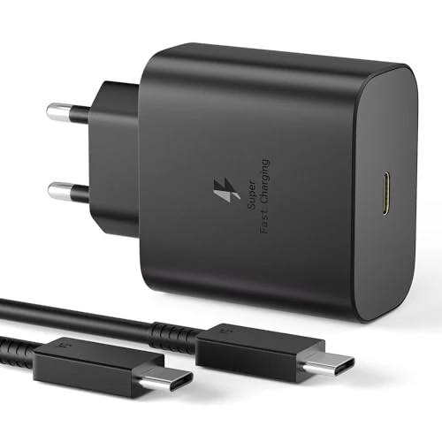 Oplader 45 W, USB C-snellader voor Samsung Galaxy S25, S24, S23, S23+, S23 Ultra/S22/S21/S20/Note20/A73/A53/S10 met 1,5 m kabel, USB-C-oplader, type C-stekker, oplaadadapter