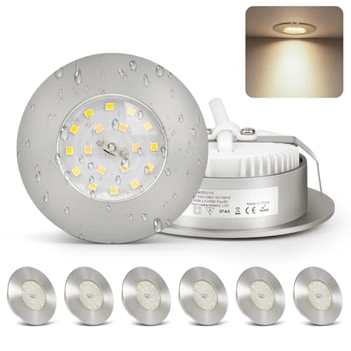 Offerta a tempo: Dehobo Faretti da Incasso a LED 230V Ultra Flat 6W IP44 Faretti da Incasso a LED per Bagno Faretti da Soffitto Luci da Soffitto, Bianco Neutro 4000K, Faretti da Soffitto in Nichel Opaco Set da 6 Pezzi - 40% da 9.99 € a 5.99 €