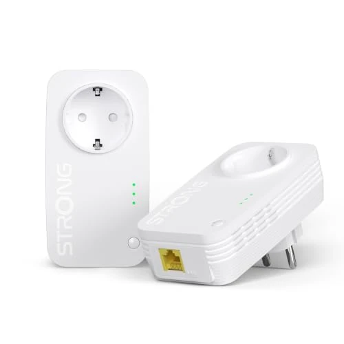 Zeitlich begrenztes Angebot: Strong AV1000Mbit/s Powerline Adapter Set mit Steckdose, Gigabit LAN Port | Plug & Play, Energiesparmodus für Stabile Verbindungen bei Streaming, PC und Gaming von 43.99 € auf 43.99 € (0.00% Rabatt)
