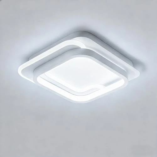 Aeyytoe Plafoniera LED Soffitto Quadrato, 31W Luci LED Camera da letto, Luce bianca fredda 6500K, Bianco Plafoniera LED per Cameretta, Soggiorno, Cucina, Balcone, Corridoio