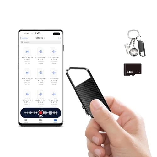 NekSide Enregistreur Vocal Mobile 64 Go avec Reconnaissance vocale - Enregistreur Mobile avec DSP5.0 OTG - 6000 h - Enregistreur Vocal - Mini enregistreur Vocal pour réunion, Interview, Cours