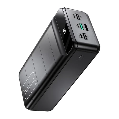 PDBEST Power Bank 60000 mAh Fast Charging - 22,5 W Portable Charger USB C Quick Charge with 4 Outputs & 3 Inputs LED Display, Huge Capacity External Battery Pack for iPhone, iPad etc Black