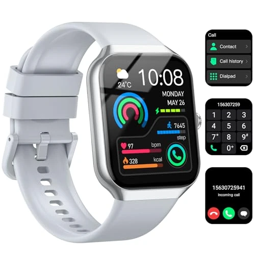 Jugeman Smartwatch Uomo Donna, 1.96" Orologio Smartwatch con Effettua/Risposta Chiamate, 113+Sportive Smart Watch con Contapassi/Cardiofrequenzimetro/Sonno, Impermeabile IP68 Fitness Tracker