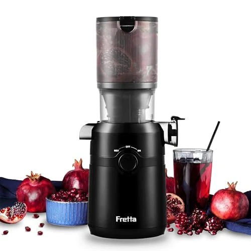Offerta a tempo: Fretta Estrattore frutta e verdura, apertura 108MM e capacità di 1L estrattore di succo, 200W centrifuga Lenta, 99% nutrienti preservati, senza BPA, facile da smontare e pulire - 50% da 159.99 € a 79.99 €