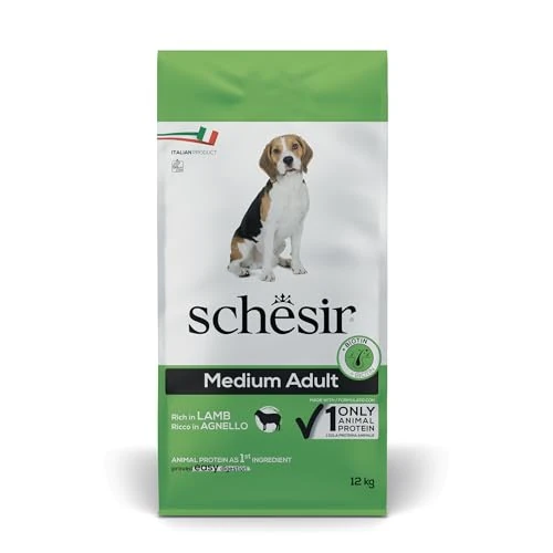 Tijdelijke aanbieding: Schesir, Droogvoer voor volwassen honden, lijnverzorging, rijk aan lam, maat M, 12 kg van 48.39 € naar 48.39 € (0.00% korting)