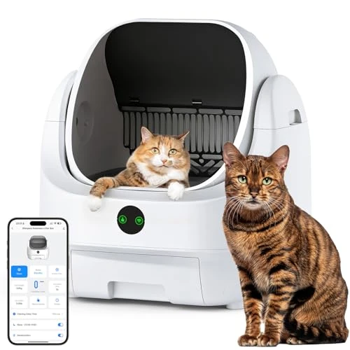 Tijdelijke aanbieding: Open Top Zelfreinigende Kattenbak, Geurcontrole, Direct te Gebruiken, Grote Capaciteit met App-Besturing en Veiligheidssensor - Ellenpent, inclusief Afvalzakken, Waterdichte Mat en Kattenbakmat van 299.00 € naar 239.20 € (20% kortin