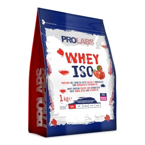 Offerta a tempo: PROLABS – Proteine in Polvere WHEY ISO, Proteine Isolate e Idrolizzate Pure, Whey Protein Powder + Aminoacidi e Vitamina B6 - Crescita e Recupero Muscolare, Alta Qualità, 1kg Fragola, 2 Scoop (30g) - 0.00% da 45.10 € a 45.10 €