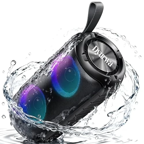 Bluetooth Speaker with Light, 52 mm Dual Music Box, Bluetooth Box, Fantastic Sound, 12H Outdoor Speaker, Portable Band, Hands-Free Function, IPX6 Waterproof for Party, Travel, Camping, Home