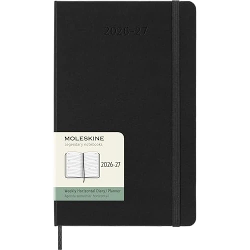 Tijdelijke aanbieding: Moleskine Weekplanner 2026 2027-18 maanden horizontale planner met harde kaft en elastische sluiting, zwarte kleur, groot formaat 13 x 21 cm van 21.00 € naar 18.94 € (10% korting)