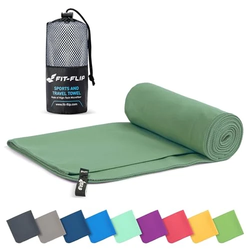 Offre limitée : Fit-Flip Serviette Microfibre - pour Le Sport, Musculation et la Piscine - compacte, Ultra-légère et Rapidement sèche - Parfait pour la Natation, la Plage et Le Voyage (80x160cm Olive) de 19.94 € à 18.94 € (5% de remise)