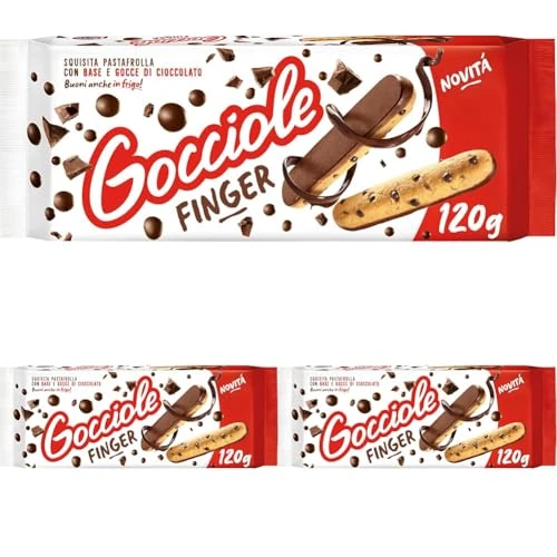 Offerta a tempo: Pavesi Biscotti Frollini Gocciole Finger, Biscotti Snack, Pastafrolla con Base e Gocce di Cioccolato, Snack Gustoso, Confezione 120g (Confezione da 3) - 40% da 7.17 € a 4.29 €